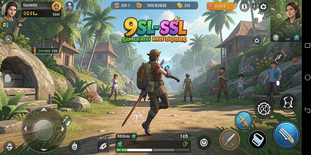 Tampilan gameplay 9SL yang menunjukkan interaksi karakter dalam dunia simulasi.