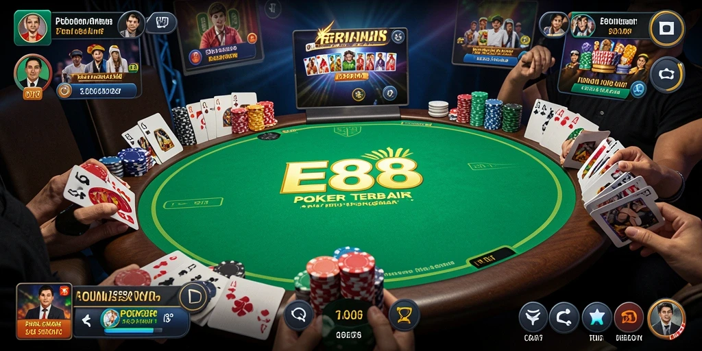 Screenshot gameplay E88 menampilkan aksi seru dalam permainan Poker.