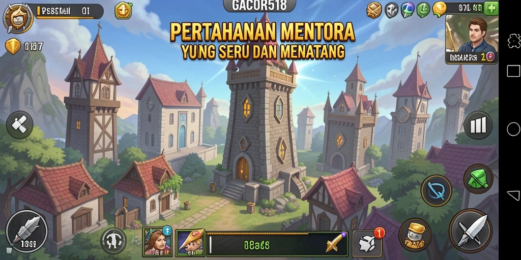 Tangkapan layar utama menampilkan aksi pertahanan menara yang mendebarkan.