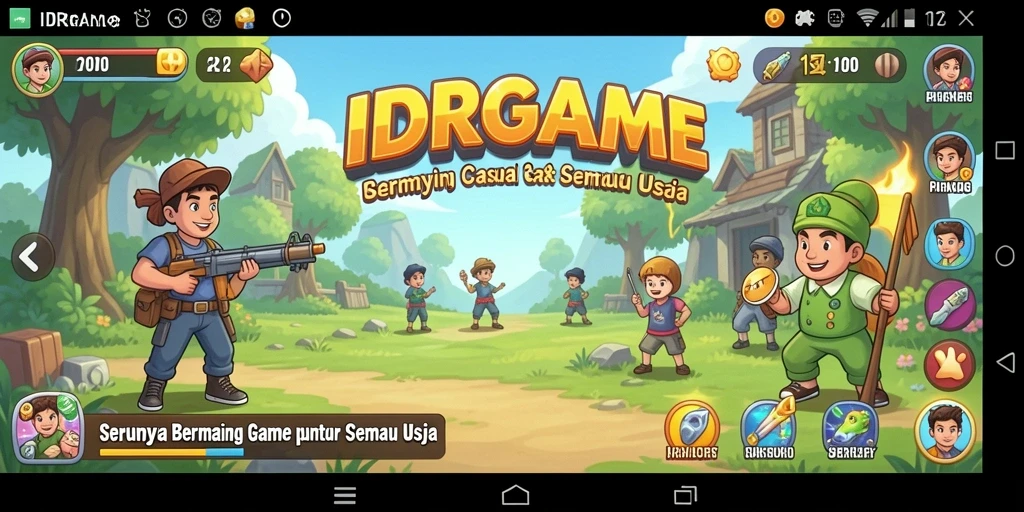 Tampilan gameplay IDRGAME yang ceria dan menghibur.