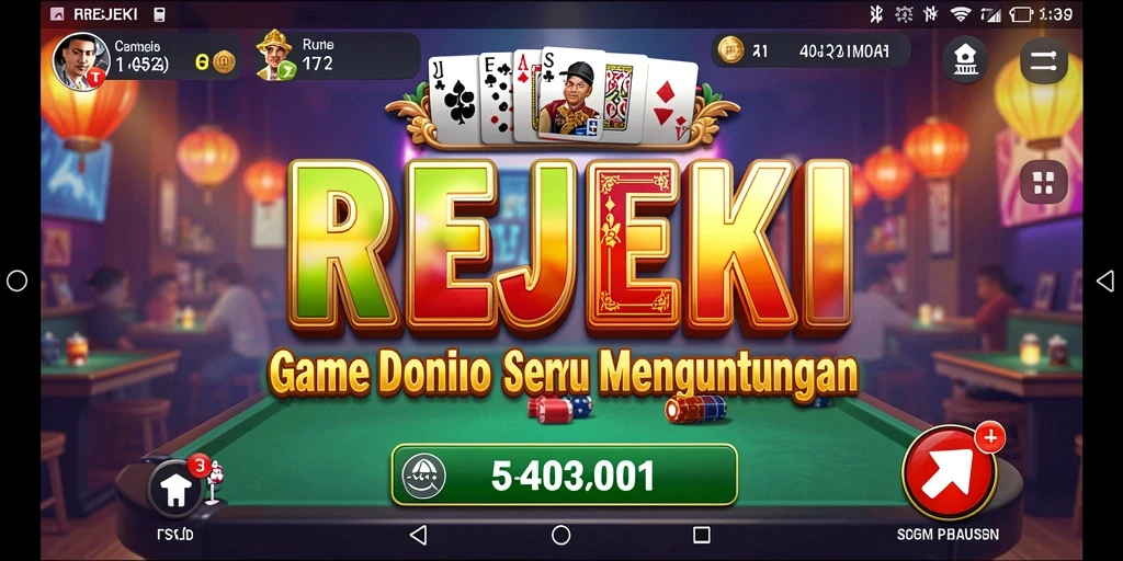 Tampilan gameplay seru di REJEKI dengan suasana Domino.