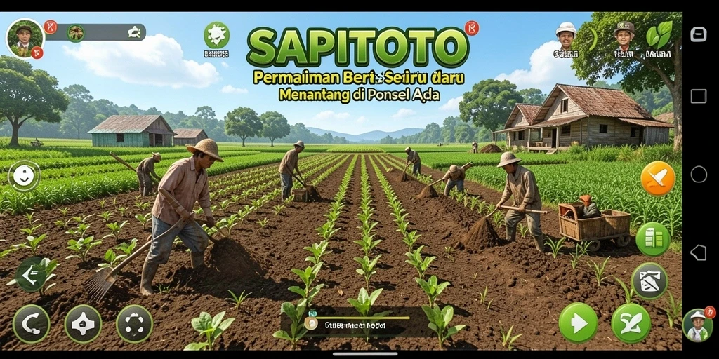 Gameplay seru SAPITOTO yang menampilkan pertanian yang aktif.