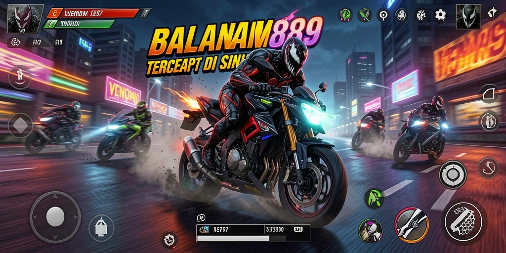 Gameplay mendebarkan dari VENOM889 di trek balapan.